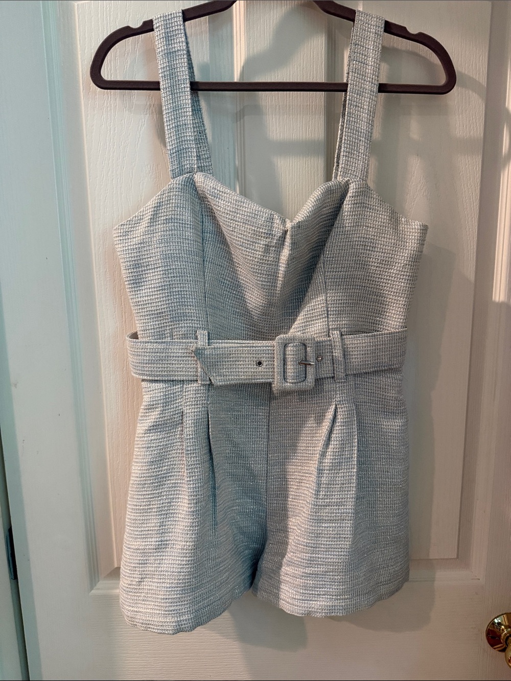 Lavender Brown Pale blue Textured Garment with Branded Label